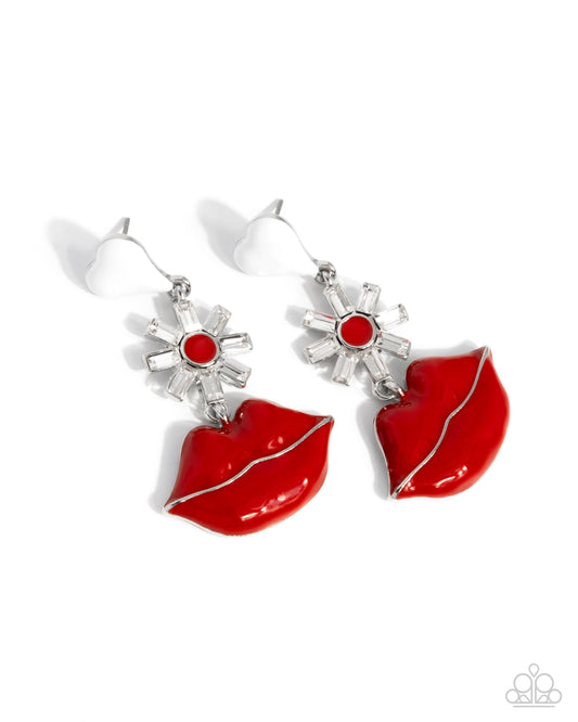 Let Me Kiss You - Red Lip Valentine Post Earring Paparazzi E2508
