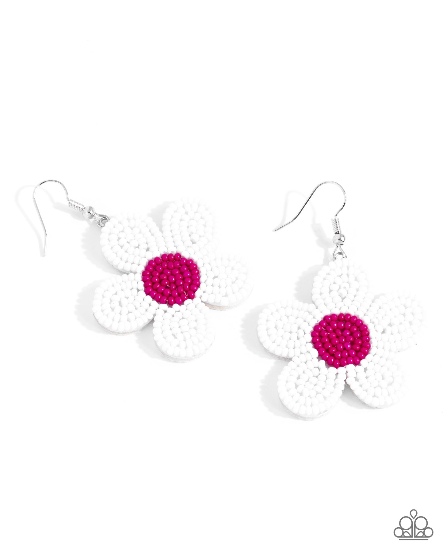 Seed Bead Vibrancy - White Seed Bead Flower Earring Paparazzi E2621