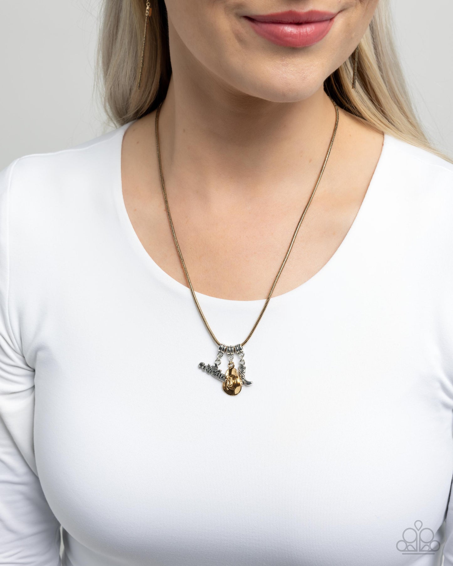 Boy Meets COWGIRL - Multi Silver & Gold Santa Fe Style COWGIRL Necklace Paparazzi N3258