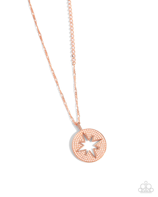Stars Begin to Climb - Copper - Shiny Copper Star Long Necklace Paparazzi N2866