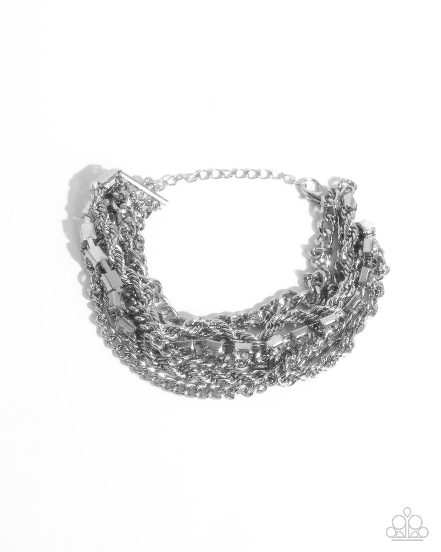 Executive Extravagance - White Rhinestone & Silver Multi Chain Bracelet Paparazzi B1958