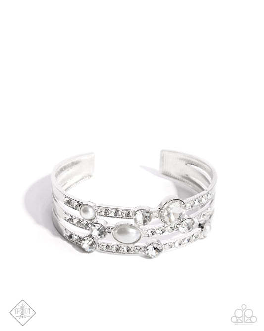 Classy Chance - White Cuff Bracelet Fiercely 5th Avenue Fashion Fix November 2024 Paparazzi B2338