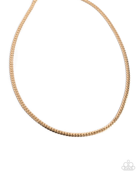 CURB the Peace - Gold Herringbone Urban Chain Necklace Paparazzi