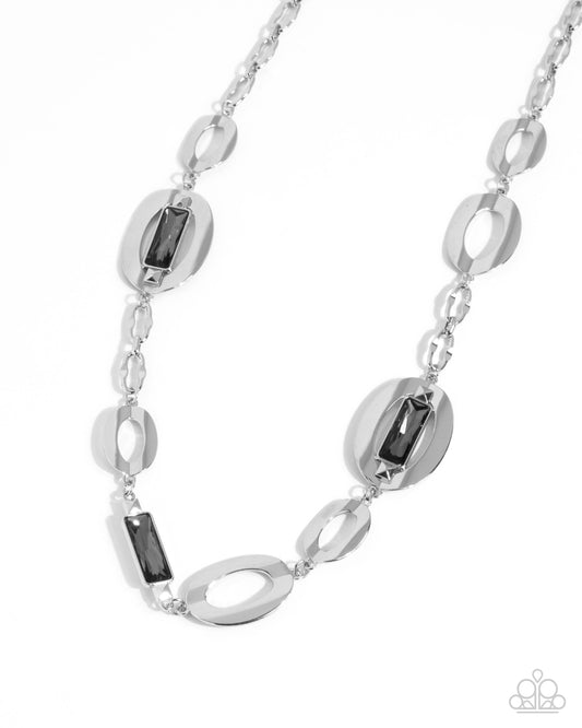 Big Fan of Yours - Silver Smoky Oval Gem Necklace Paparazzi N2837
