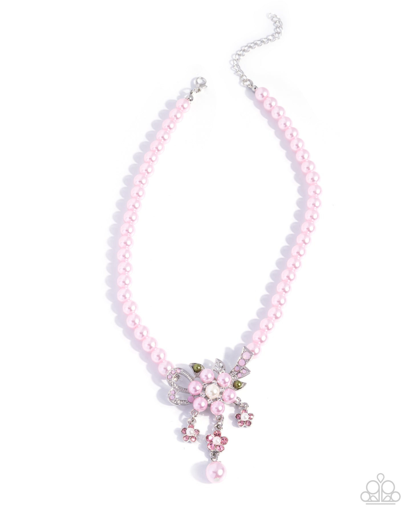 All Over TON - Pink - Baby Pink Pearl Flower Necklace Paparazzi
