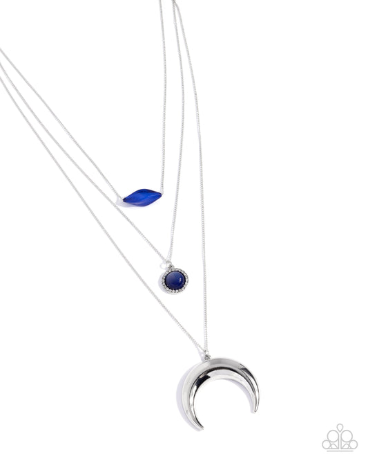 Finally Free - Blue Lapis & Silver Crescent Horn Multi Layered Necklace Paparazzi N3166