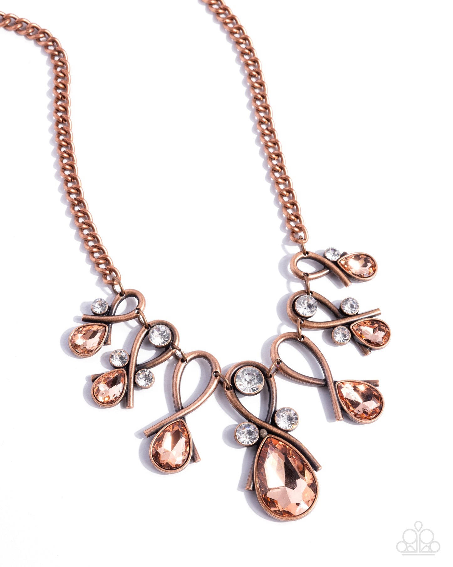 Infinity Institute - Copper & Peach Teardrop Gem Necklace Paparazzi N3458