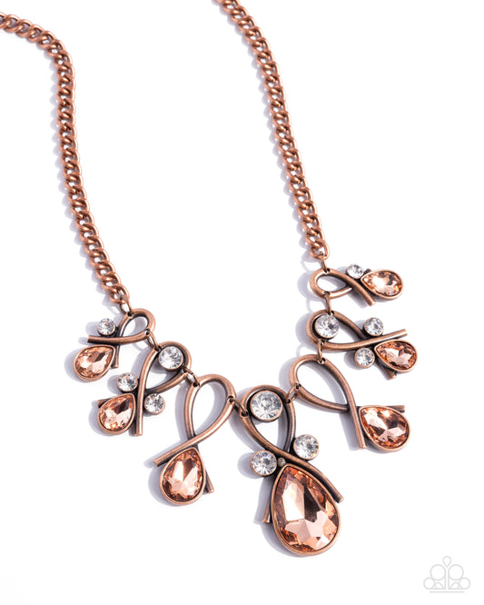 Infinity Institute - Copper & Peach Teardrop Gem Necklace Paparazzi N3458