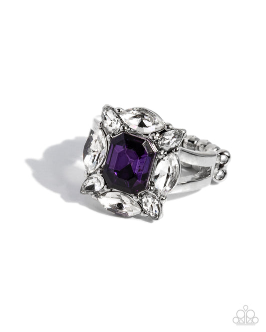 Paparazzi Beautiful Things - Purple - Regal Purple Gem & White Rhinestone Ring R1289
