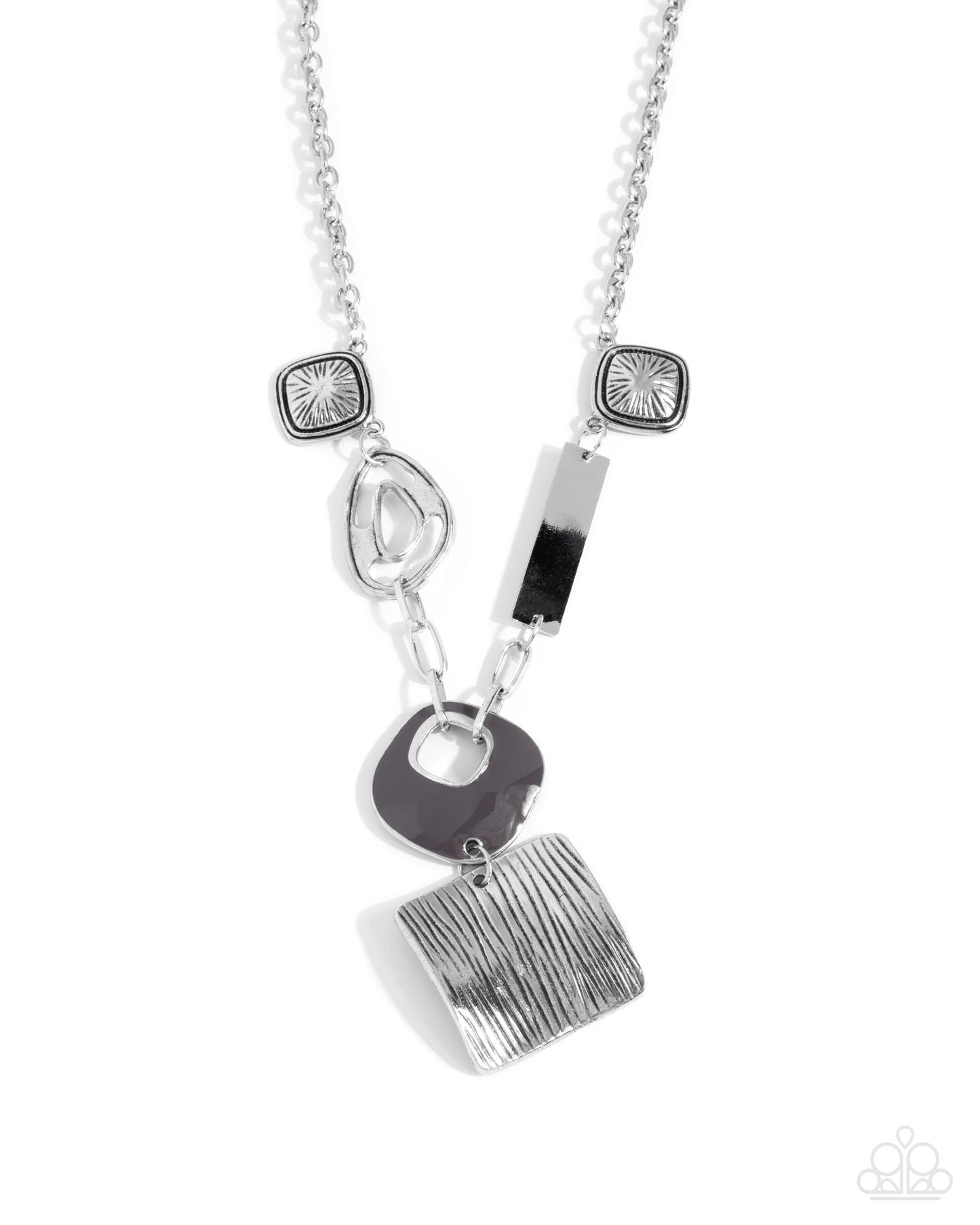 Natural Philosophy - Silver Geometric Accents Industrial Inspired Design Necklace Paparazzi N3455