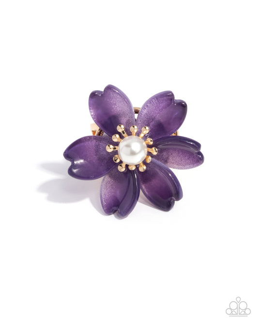 Floral Force - Purple Opaque Plum Flower Ring Paparazzi R0919