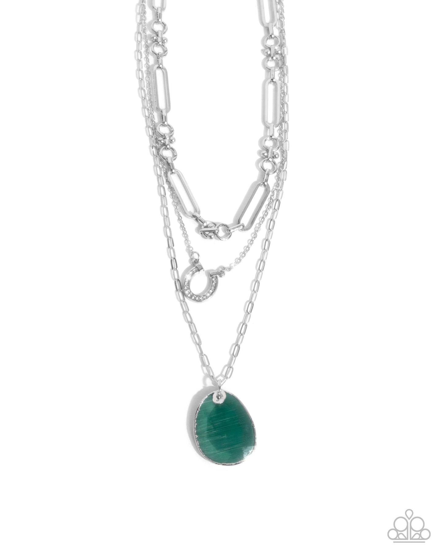 Western Wheelhouse - Green Teardrop Pendant Layered Santa Fe Style Necklace Paparazzi