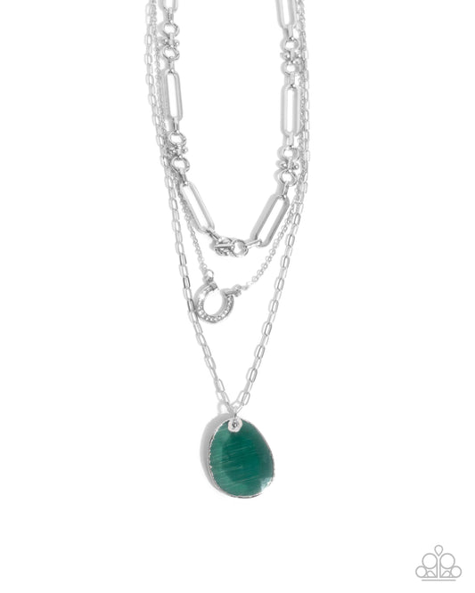 Western Wheelhouse - Green Teardrop Pendant Layered Santa Fe Style Necklace Paparazzi N2920