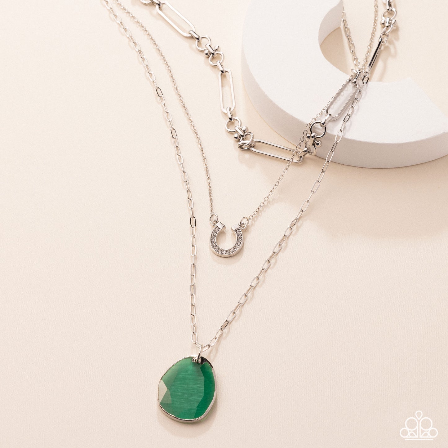 Western Wheelhouse - Green Teardrop Pendant Layered Santa Fe Style Necklace Paparazzi