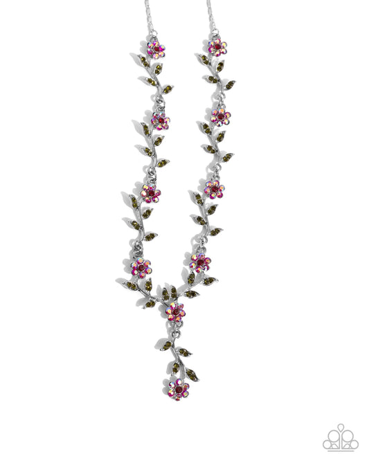 Complete Look - Estate Grounds Necklace and Personal Estate Bracelet Red Silver Flower 2-Piece Set - Paparazzi N3641