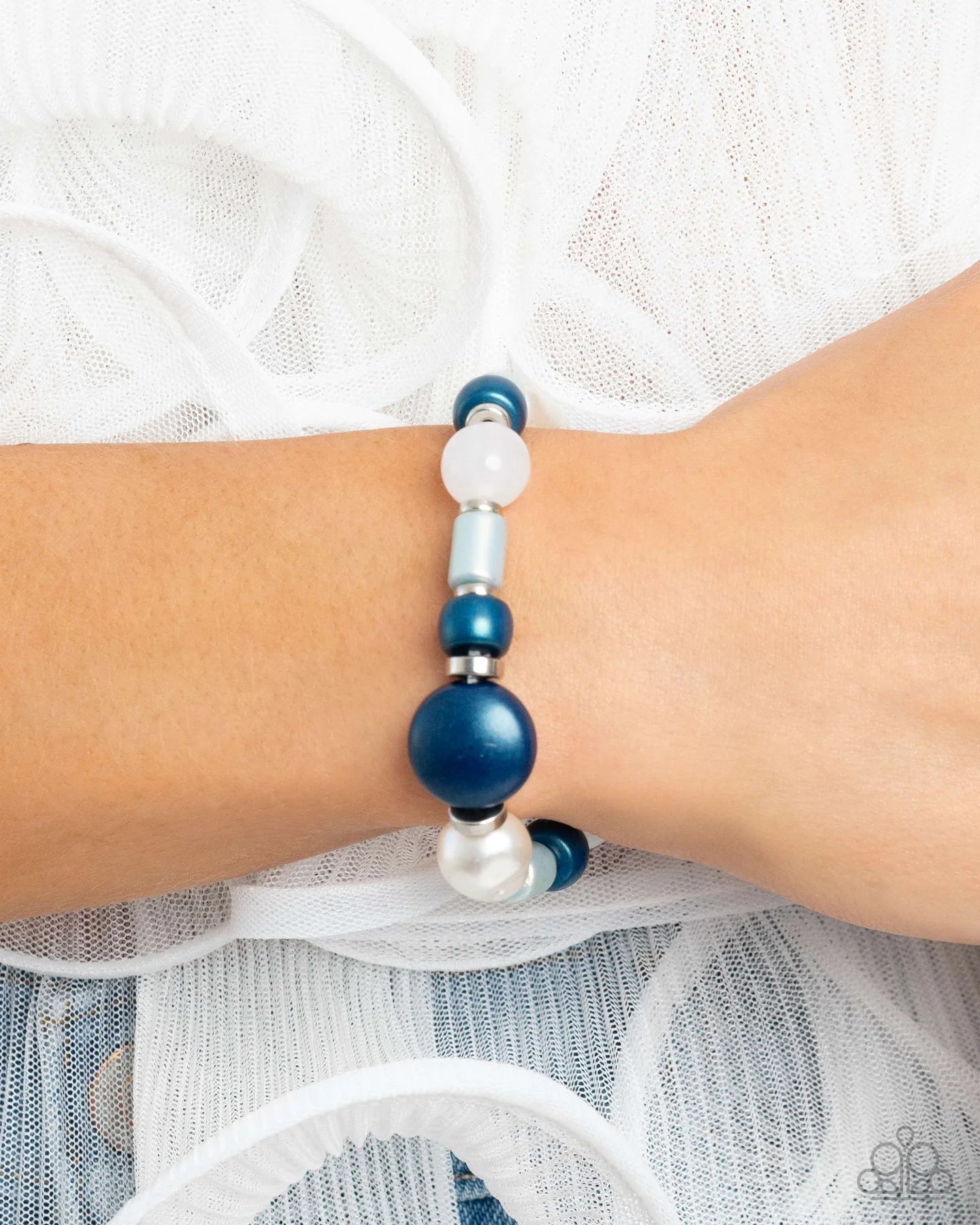 Paparazzi Complete Look - Captivating Can-Can Necklace and Charming Can-Can Bracelet Blue Bead 2-Piece Set N3837