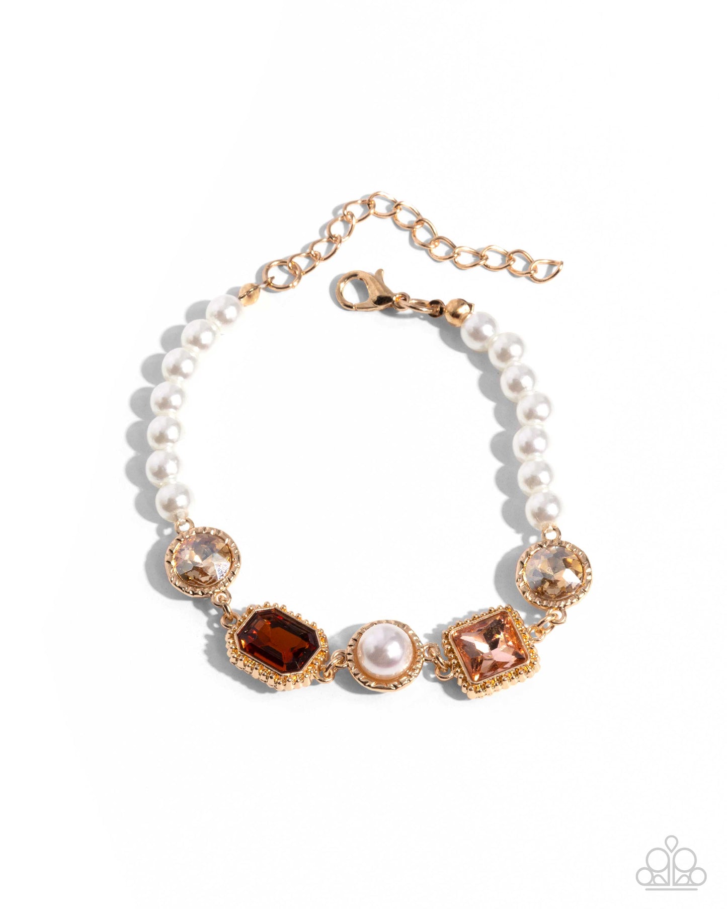 Complete Look Dumbfounding Decadence Brown, Topaz, White Pearl Necklace & Dumbfounding Dazzle Brown, Topaz, White Pearl Bracelet Paparazzi N3574
