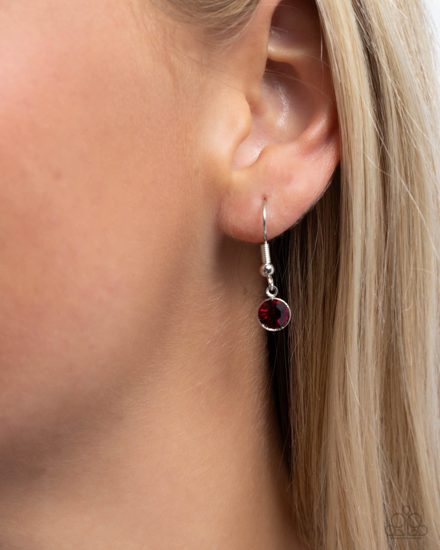 Lovely Couple - Red Gem, Light Rose Rhinestone, Silver Necklace Paparazzi N3407