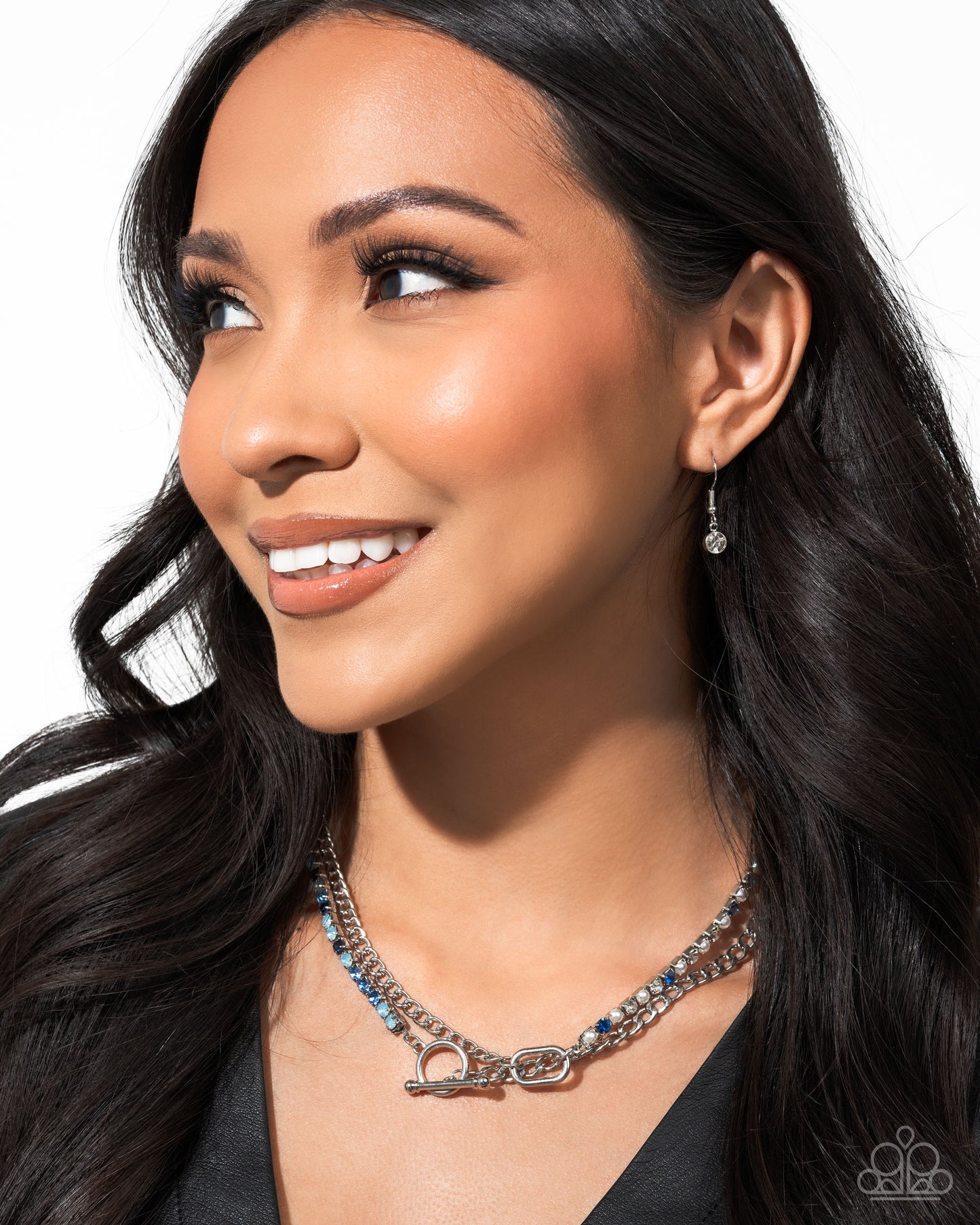 Mismatched Makeover - Blue Montana, Light Sapphire, Iridescent Sapphire Rhinestone Necklace January 2025 Life Of The Party Paparazzi N0956