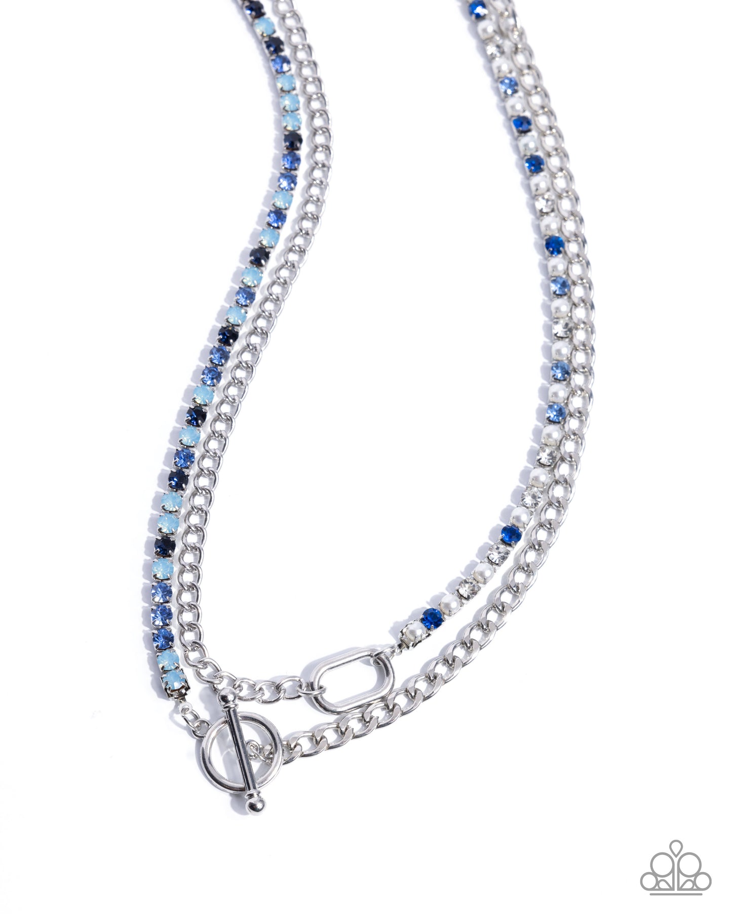 Mismatched Makeover - Blue Montana, Light Sapphire, Iridescent Sapphire Rhinestone Necklace January 2025 Life Of The Party Paparazzi N0956