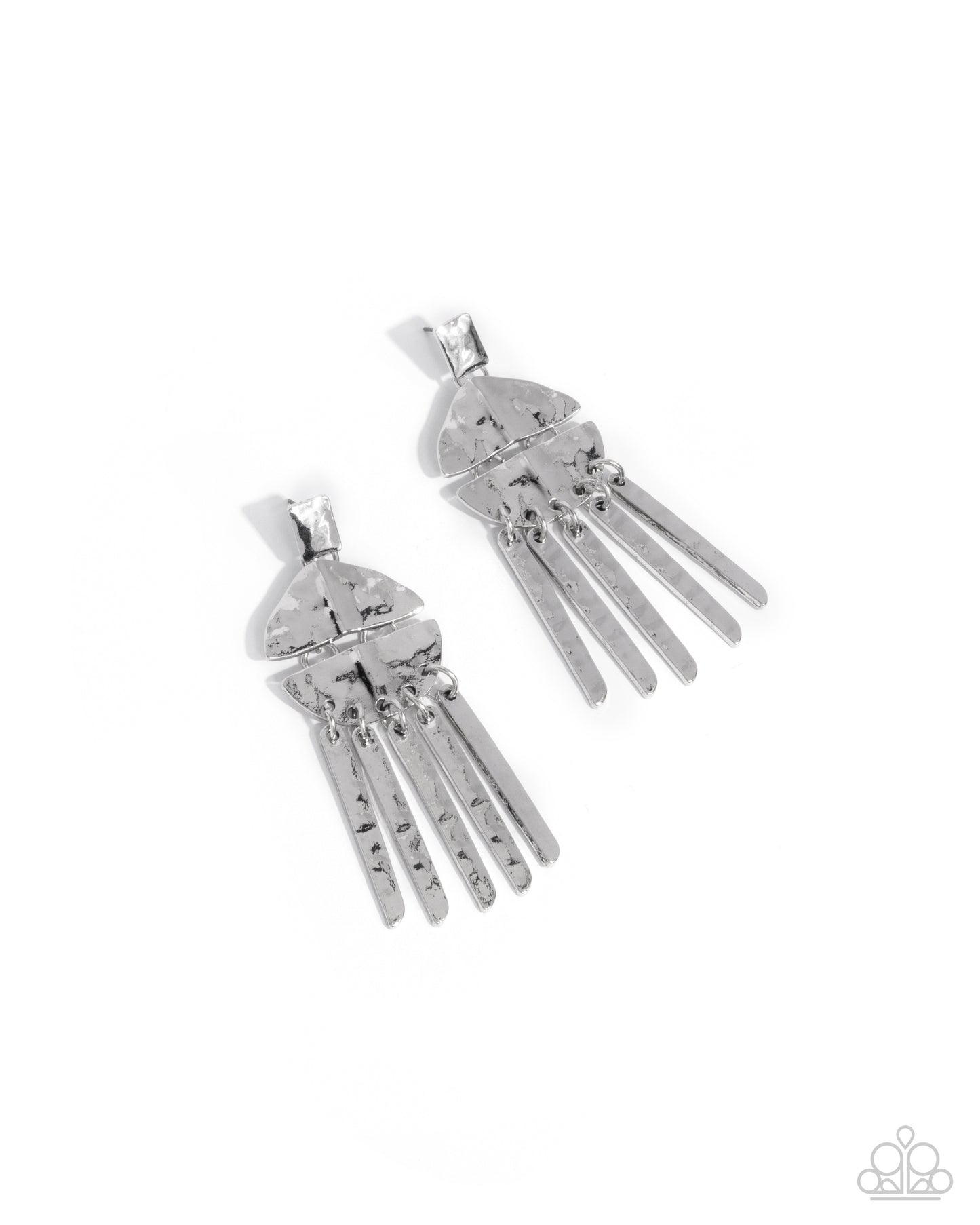Suspended Disbelief - Silver Hammered Santa Fe Style Earring Paparazzi E2597