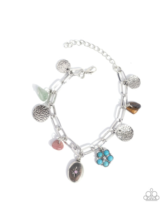 Collectors Edition - Pink, Tiger's Eye, Jade Stone Charm Style Bracelet Paparazzi B2092