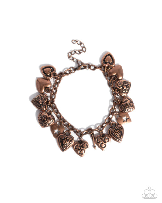 Paparazzi Charming Change - Copper Heart Charm Bracelet B2176