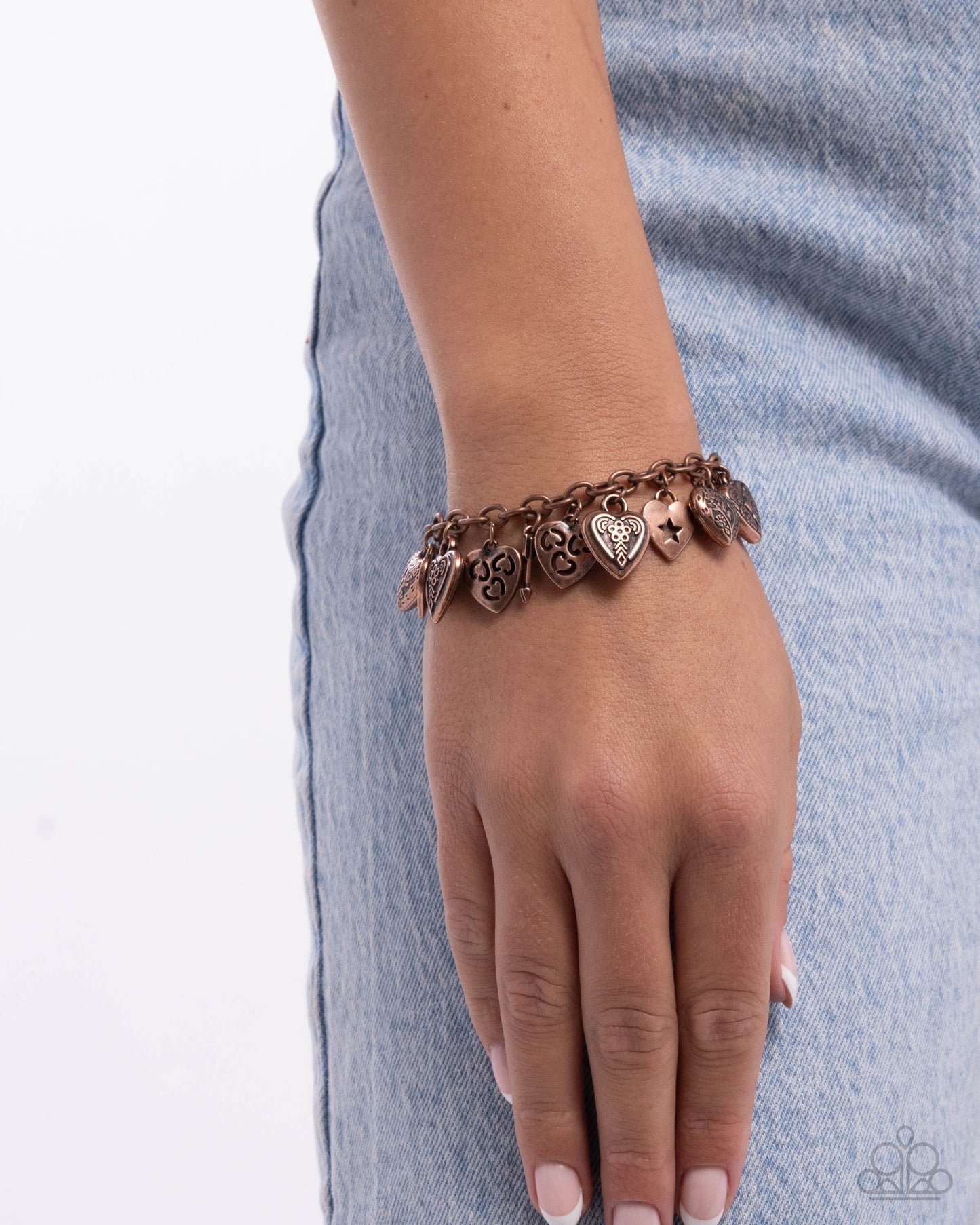Charming Change - Copper Heart Charm Bracelet Paparazzi