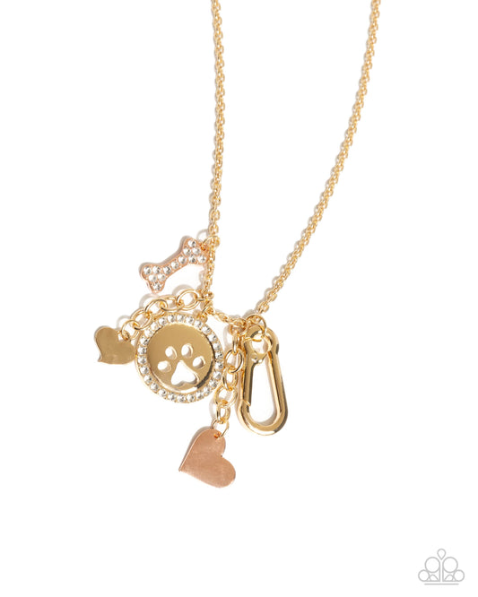 Canine Couture - Multi Charm Heart, Dog Paw Print, Bone Lanyard Necklace Paparazzi N3200