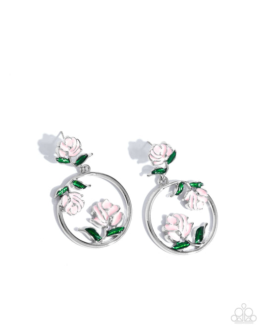 ROSE to You - Pink Baby Pink Rose Earring Paparazzi E0919