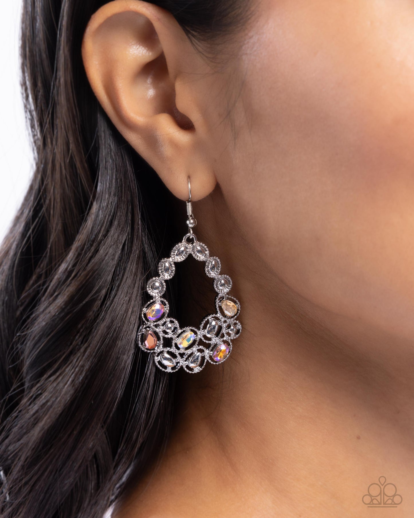 Prismatic Principal - Orange, Light Topaz, Aurum & Peach Rhinestone Teardrop Earring Paparazzi E2569