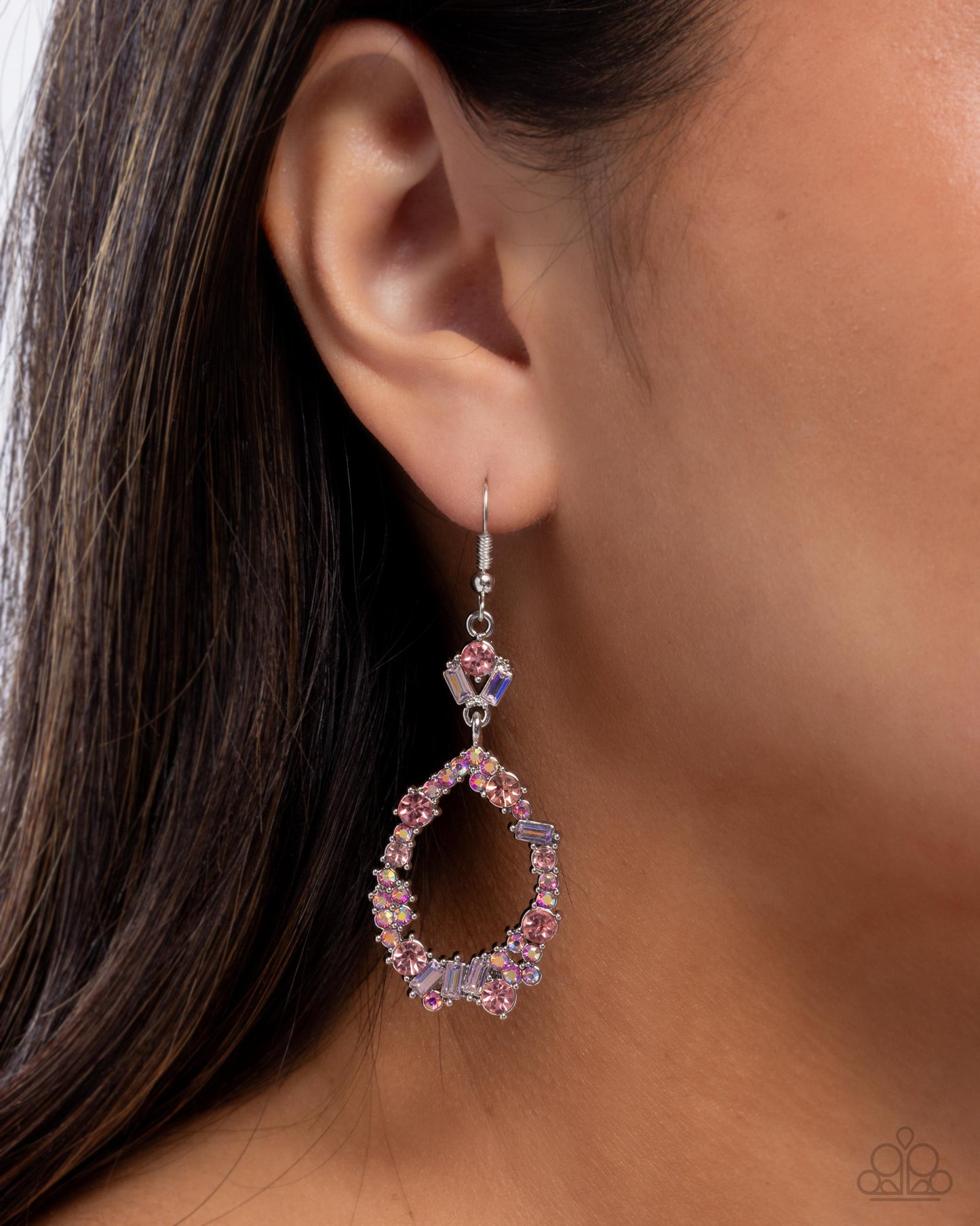 Poppin Pizzazz - Pink, Light Rose & Iridescent Rhinestone Earring Paparazzi