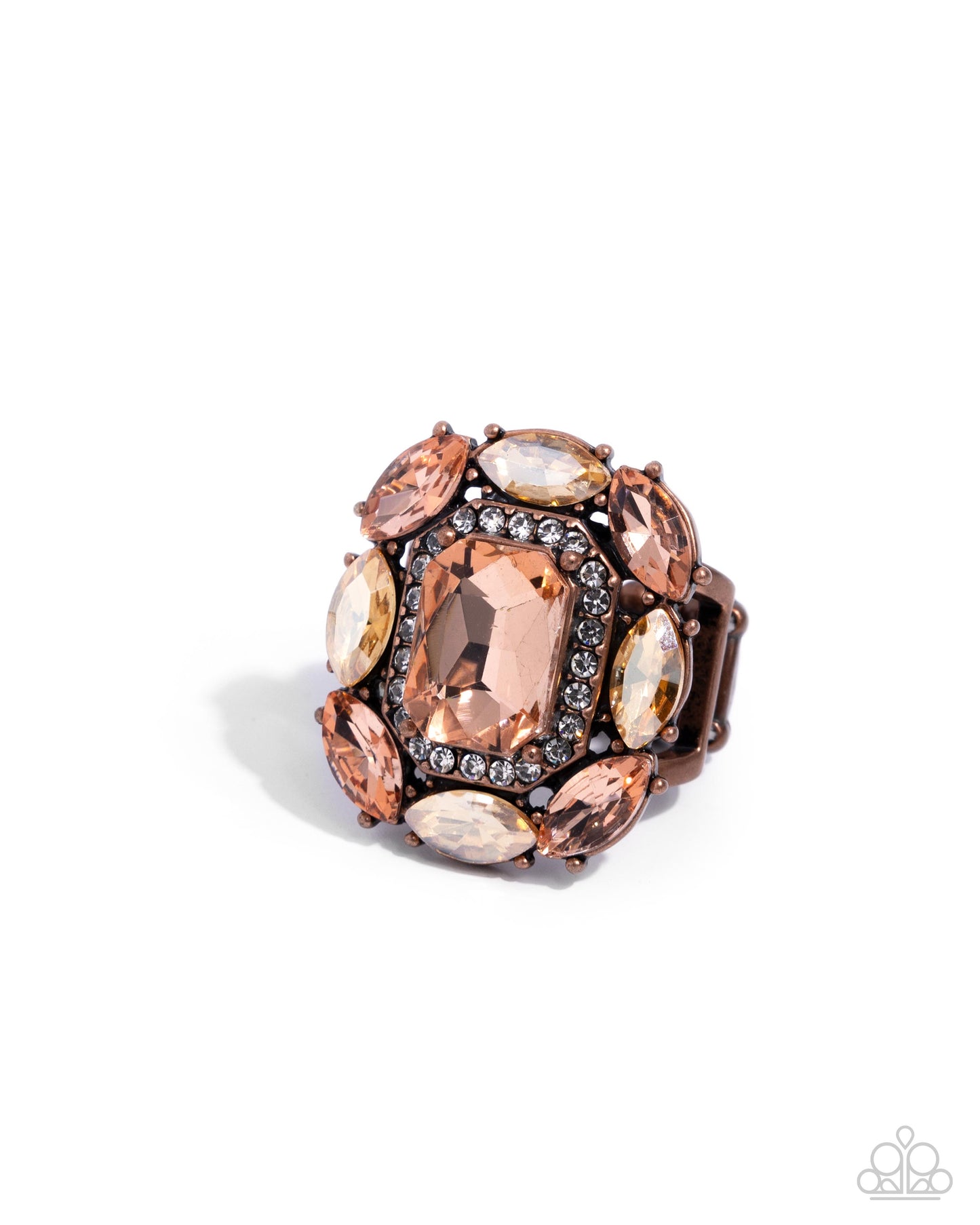 Follow Suit - Copper Frame, Peach & Light Topaz Gem Statement Ring Paparazzi R0943