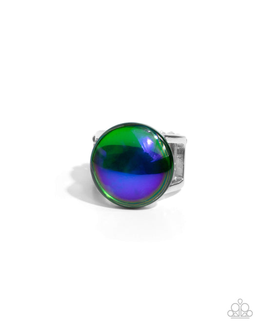Colorful Cantata - Green to Blue Glass Bead Ring Paparazzi R1195