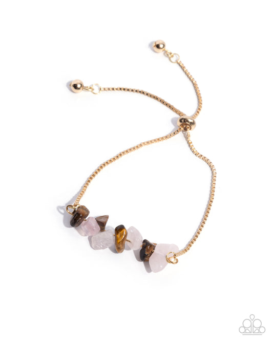 Conquering Canyon - Brown Tiger's Eye, Rose Quartz Stone Sliding Bead Closure Bracelet Paparazzi B2105