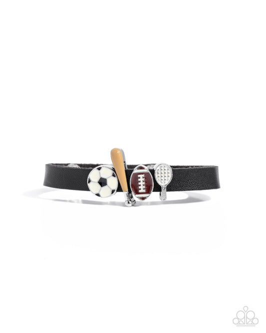 Good Sport - Multi Sport Soccerball, Baseball Bat, Football, Tennis Racket Leather Bracelet Paparazzi B2094
