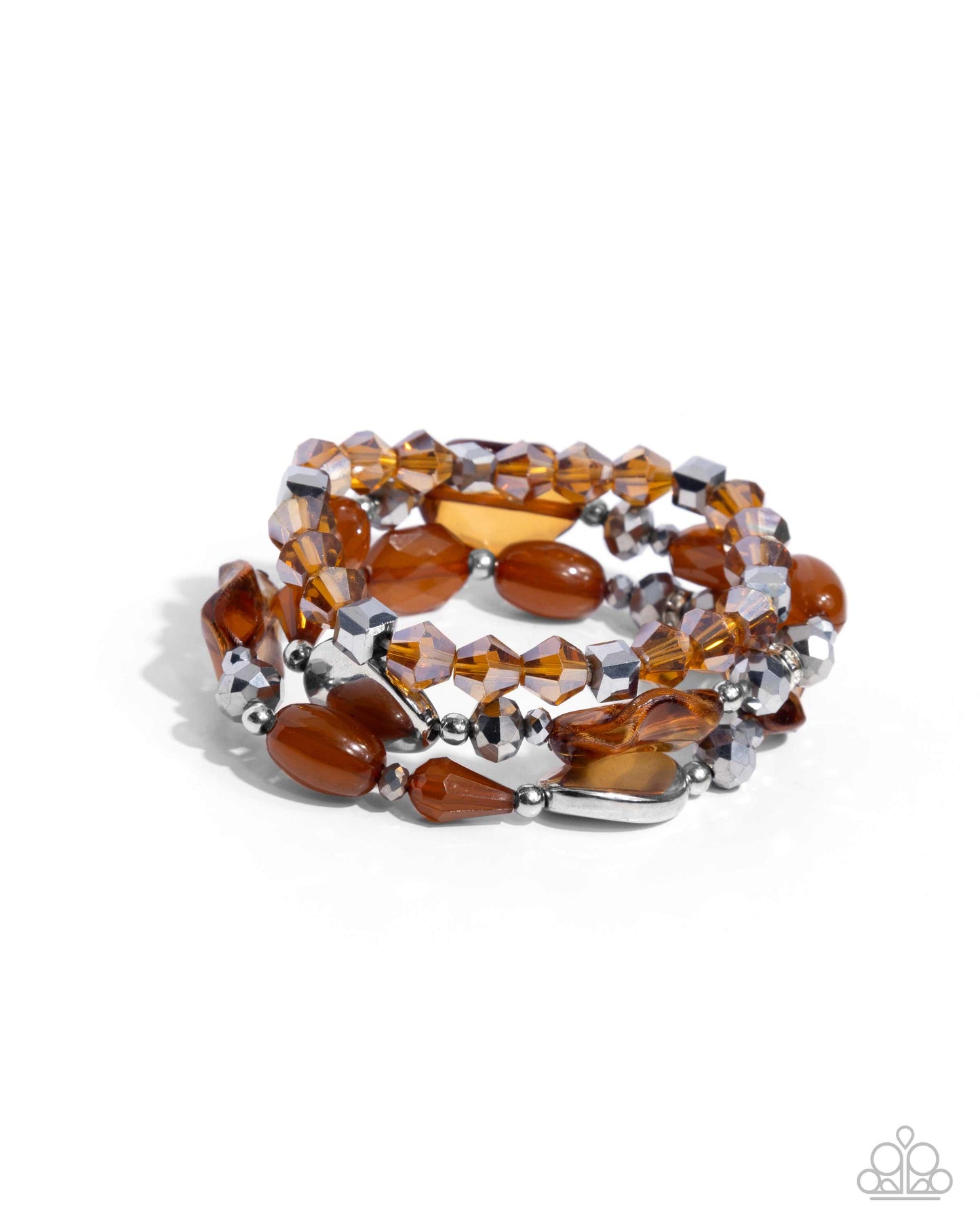 Lets Groove Tonight - Brown Faceted & Crystal-Like Bead Set of 3 Stretch Bracelets Paparazzi B2254