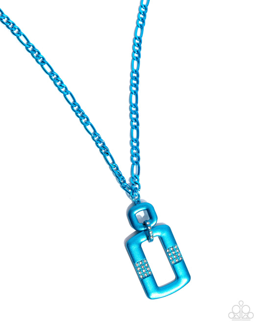 Metallic Movement - Blue - Electric Blue Metal White Rhinestone Necklace Paparazzi N2211