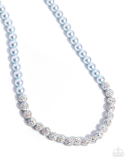 Beautiful Boutique - Blue Winter Sky Iridescent Encrusted Pearl Necklace Paparazzi N0796
