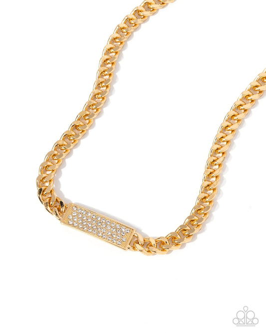 Rockstar Radiance Gold & White Rhinestone Necklace Paparazzi N3360