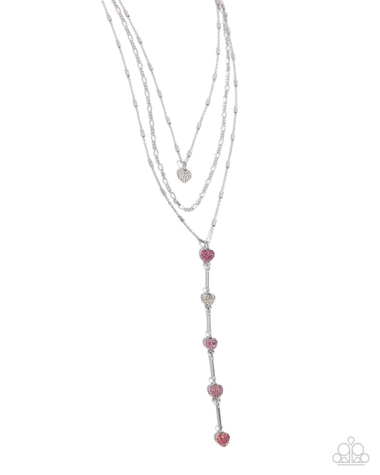 Valiant Valentine - Pink, Light Rose, Iridescent Gem Valentine Inspired Layer Necklace Paparazzi