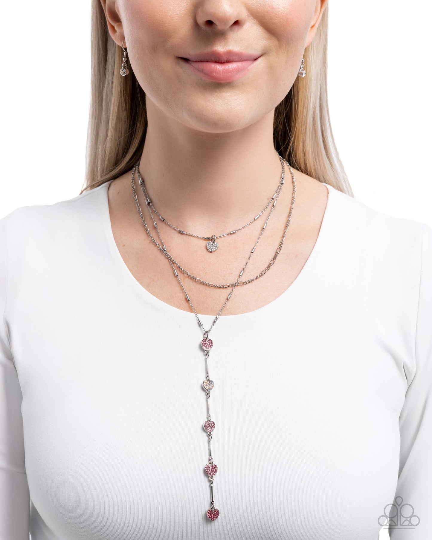Valiant Valentine - Pink, Light Rose, Iridescent Gem Valentine Inspired Layer Necklace Paparazzi