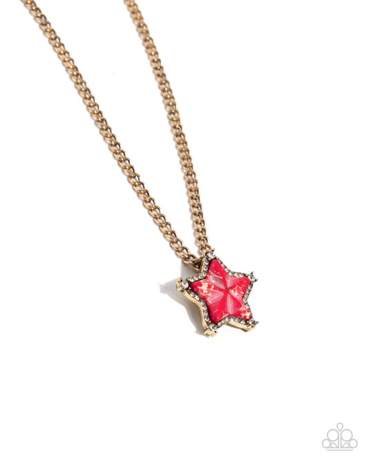 Lone Star Story - Red Stone Gold Santa Fe Style Necklace Paparazzi N2922