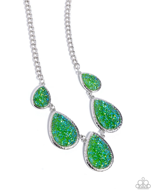 Geode Gamut - Multi Green Druzy Like Stone Statement Necklace Paparazzi N3251