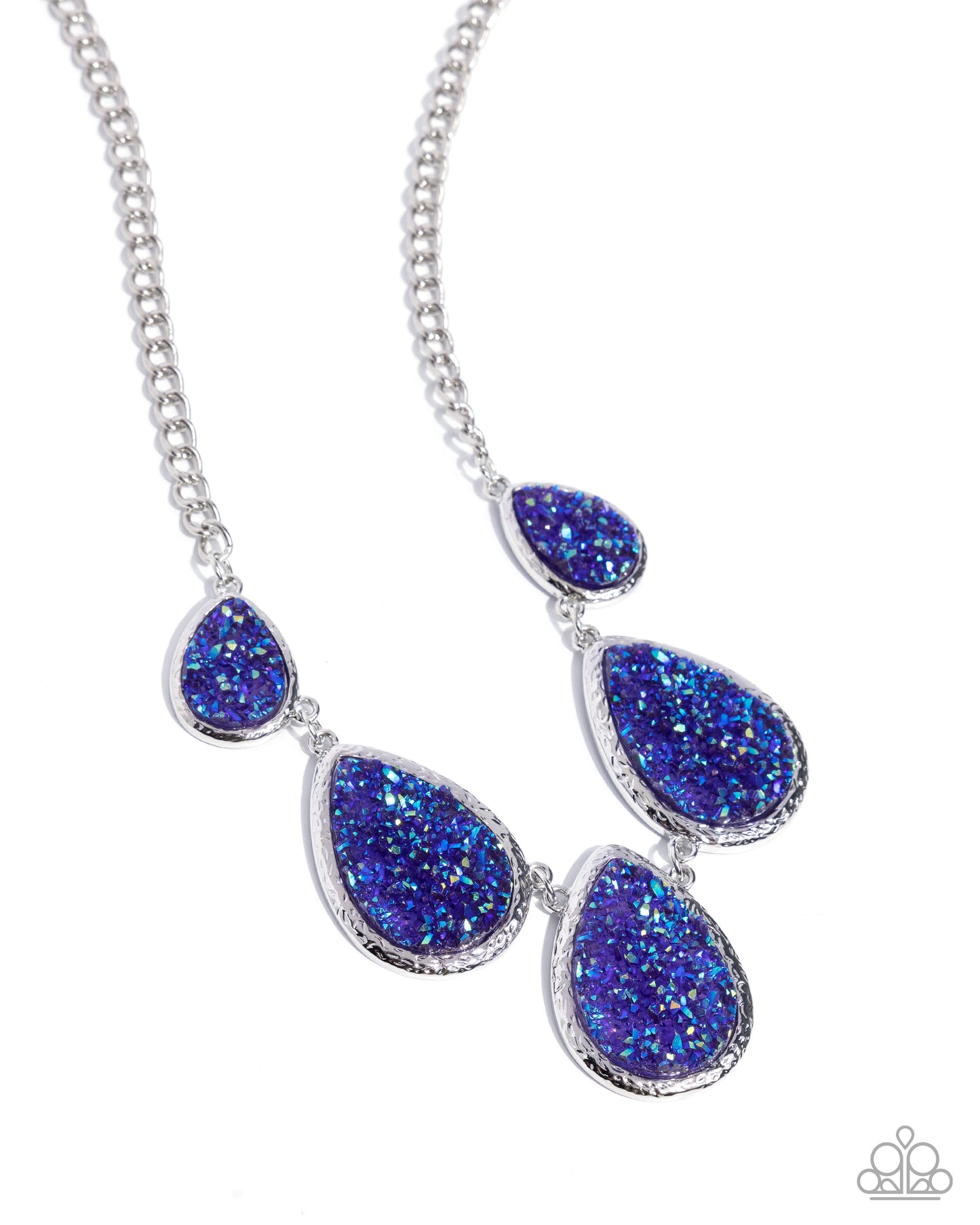 Geode Gamut - Multi-Dimensional, Blue Teardrop Druzy Like Stone Necklace Paparazzi N2953