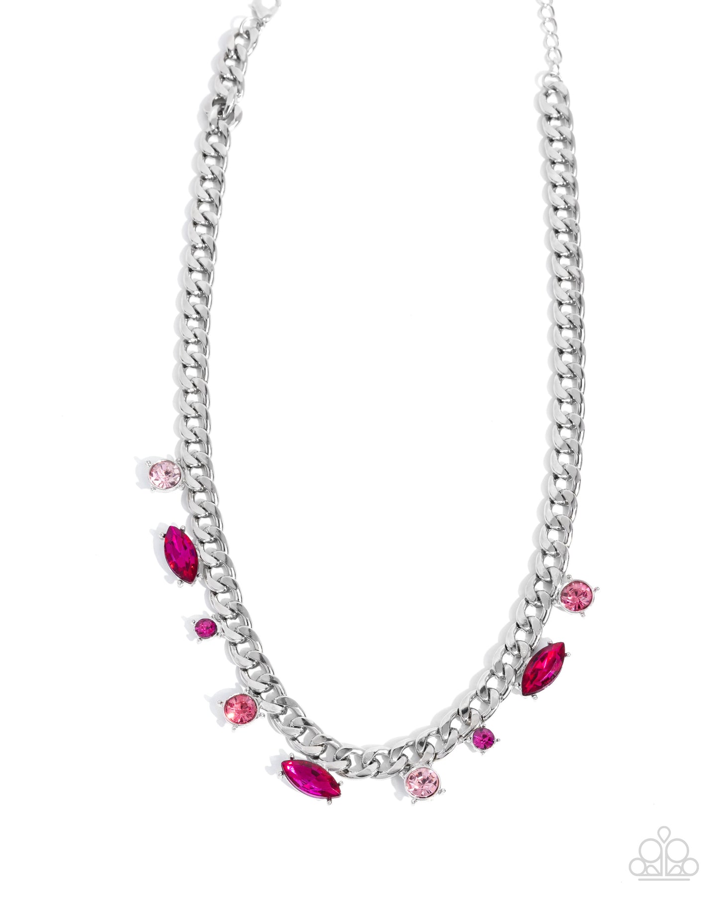 Complete Look Pink & Fuchsia Rhinestone Captivating Chic Necklace & Captivating Chance Bracelet Set Paparazzi