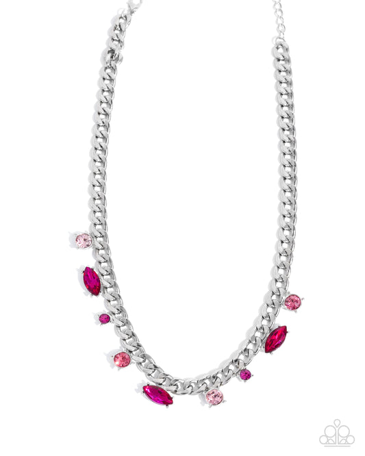 Complete Look Pink & Fuchsia Rhinestone Captivating Chic Necklace & Captivating Chance Bracelet Set Paparazzi N3598