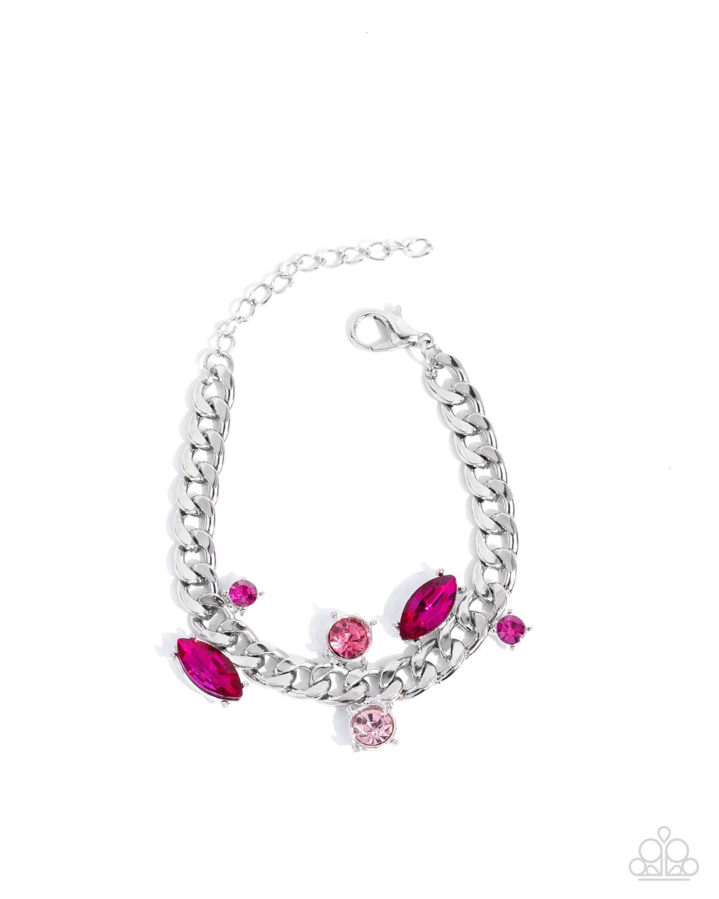 Complete Look Pink & Fuchsia Rhinestone Captivating Chic Necklace & Captivating Chance Bracelet Set Paparazzi