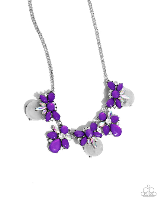 Socialite Statement - Purple Milky Teardrop & Iridescent Gem Necklace Paparazzi N2929