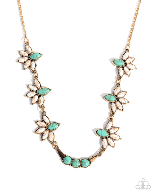 Paparazzi Substantial Stone - White & Turquoise Stone Santa Fe Style Necklace N2872